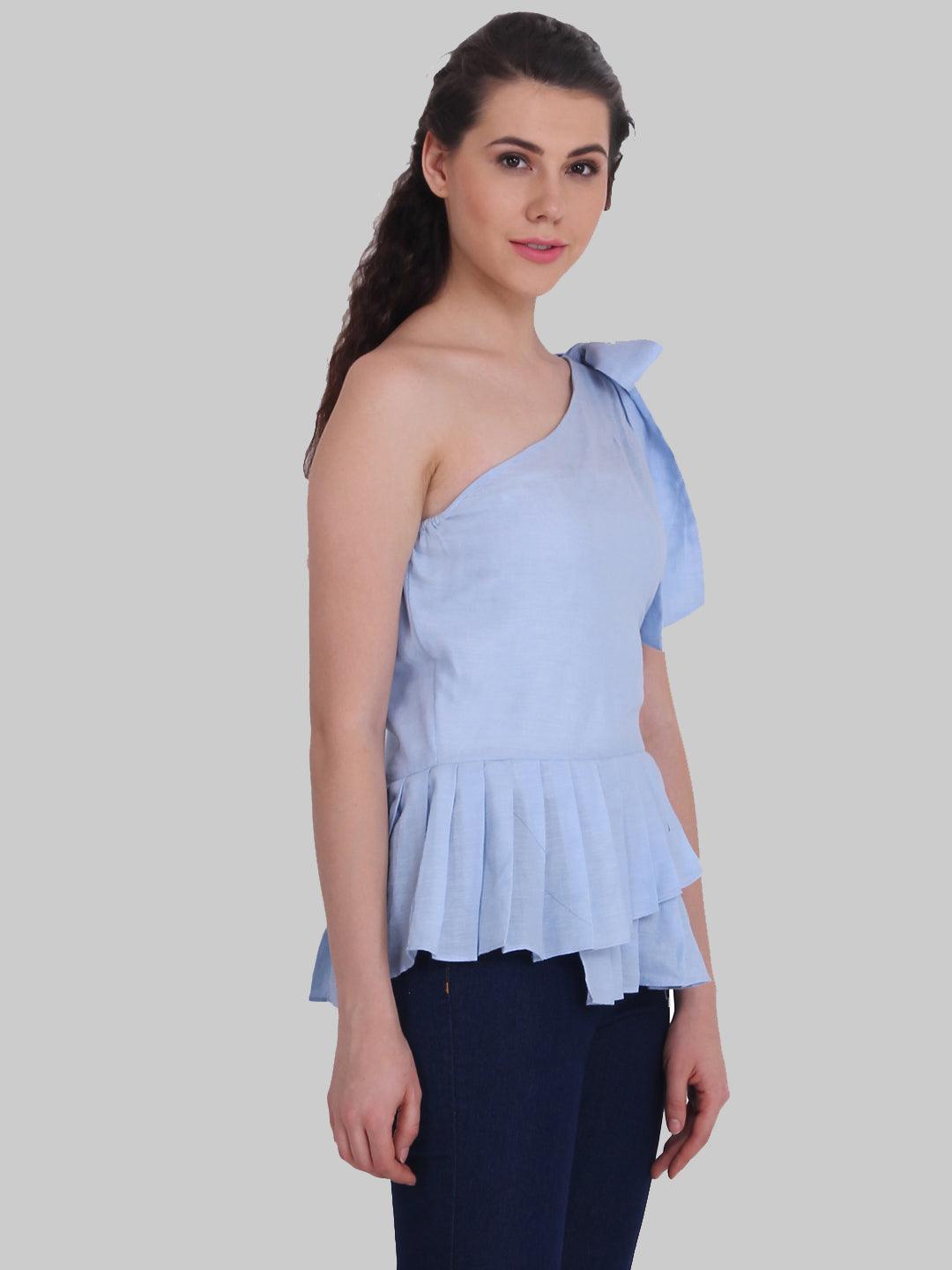ONE SIDE TIE SHOULDER TOP - Znxclothing