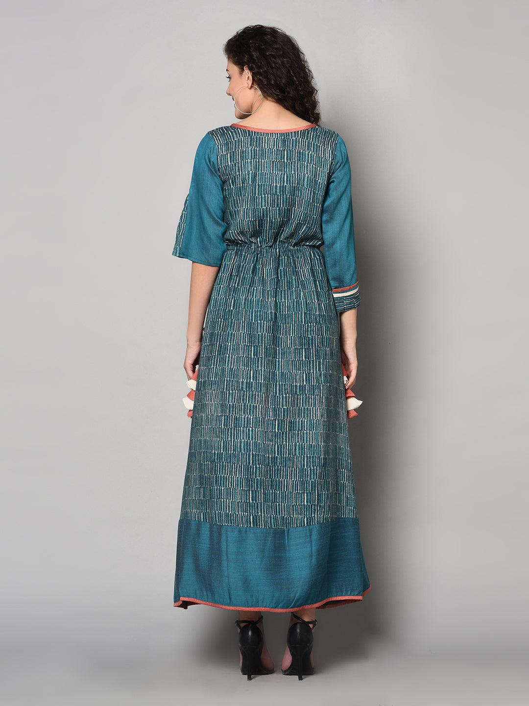 Royal Green designer Anarkali Dress (Fully Stitched) - Znxclothing