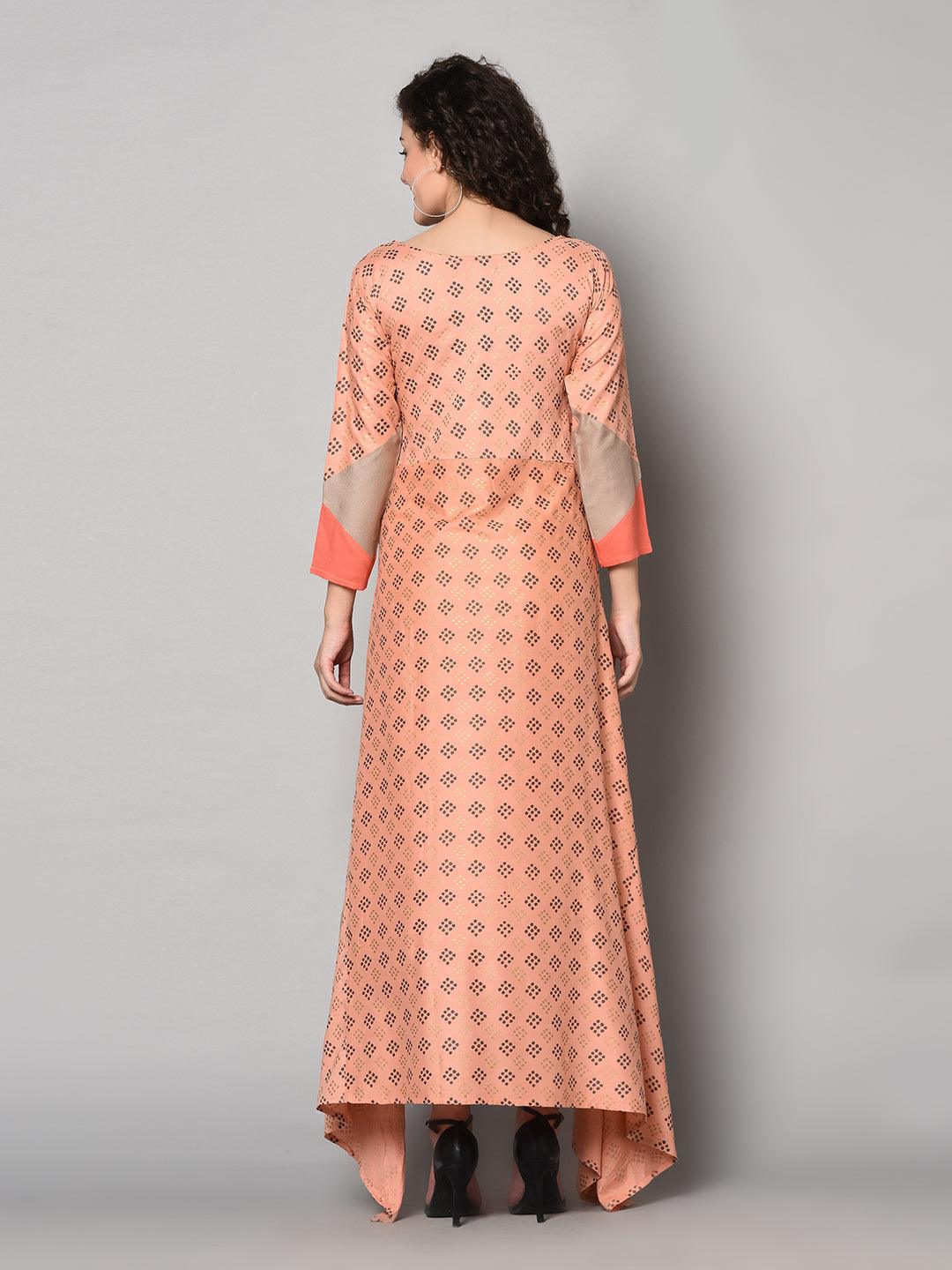 Royal Pink designer long Dress (Fully Stitched) - Znxclothing