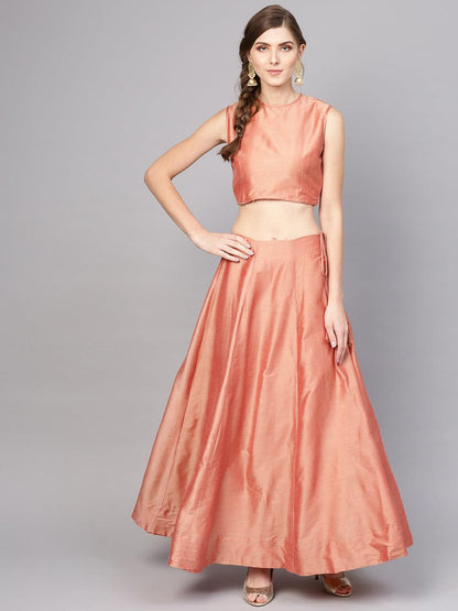Peach Lehenga With Top And Jacket (Fully Stitched) - Znxclothing