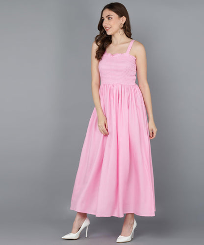 Baby Pink Smorking Dress - Znxclothing