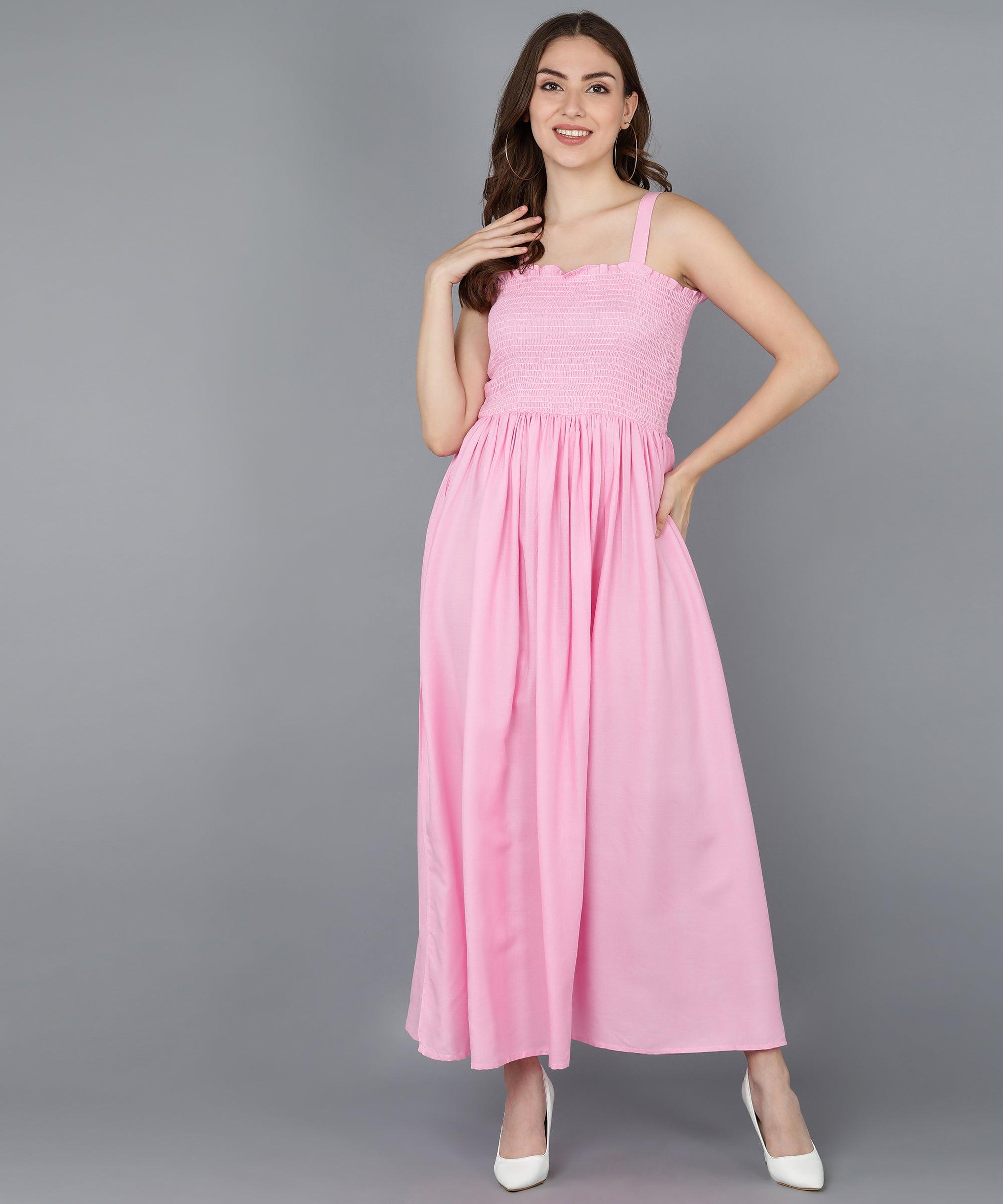 Baby Pink Smorking Dress - Znxclothing