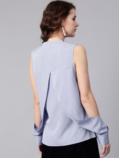 Blue Solid Layered Top - Znxclothing
