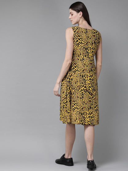 Yellow leopard print dress - Znxclothing
