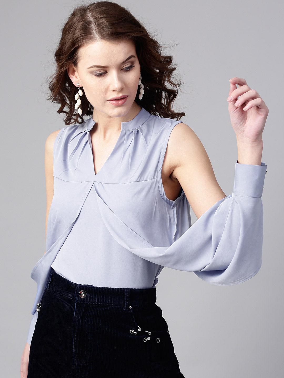 Blue Solid Layered Top - Znxclothing