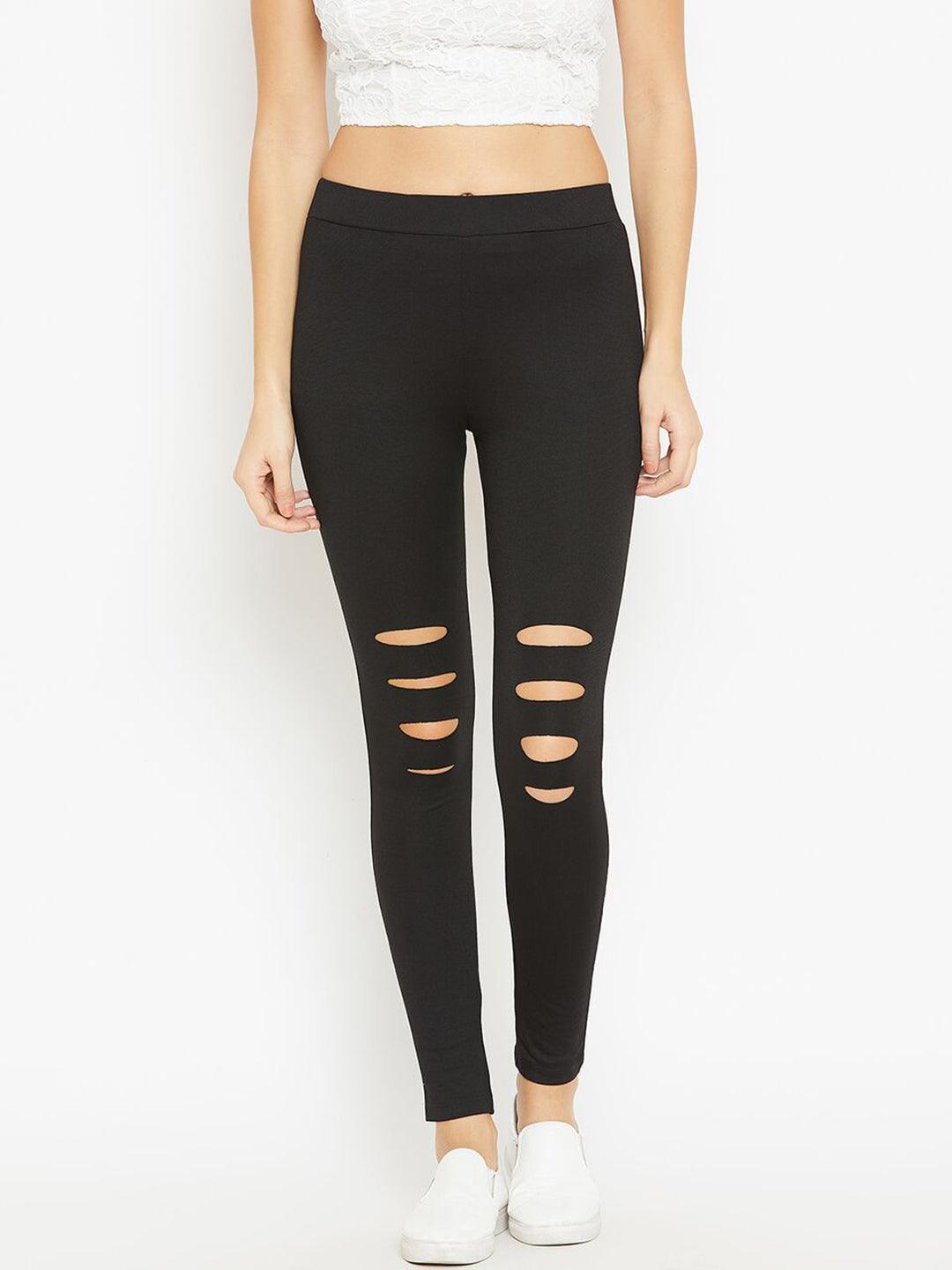 Asymmetrical Crop Top with Black solid cut out jegging - Znxclothing