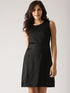 Black Solid Fit & Flare Dress (Fully Stitched) - Znxclothing