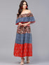 Multicolored Floral Printed Off Shoulder Kurta (Fully Stitched) - Znxclothing
