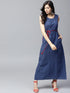 Blue Printed A-Line Maxi With Side Pocket Details (Fully Stitched) - Znxclothing