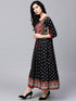 Black Printed Flared Anarkali With Waist Coat (Fully Stitched) - Znxclothing
