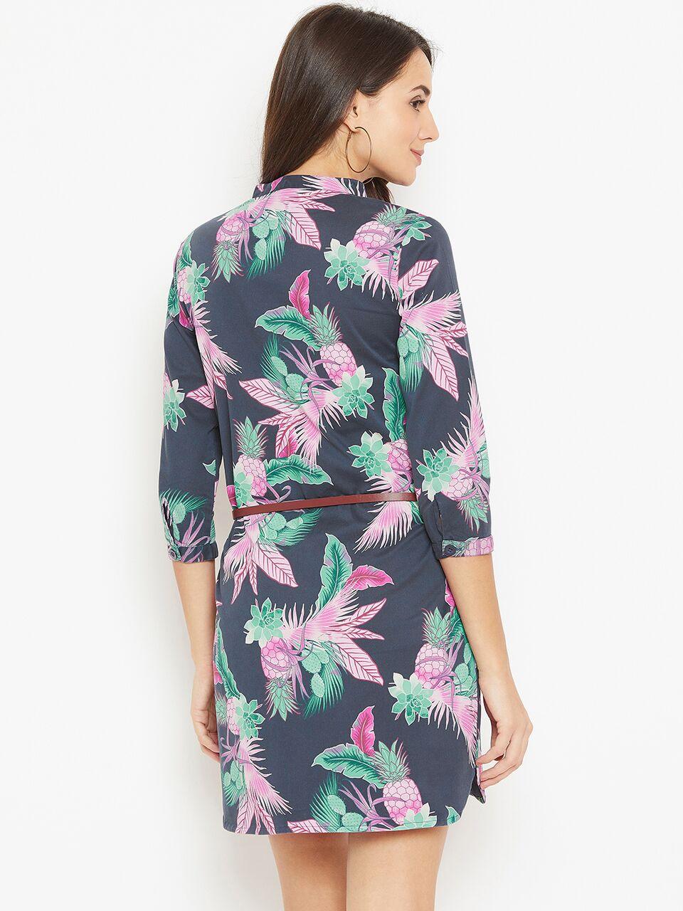 Palm printed blazer dress - Znxclothing
