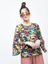 Multi Colour Floral Bell Sleeves Top - Znxclothing
