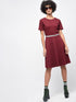 Hot Red Half sleeve Dress - Znxclothing